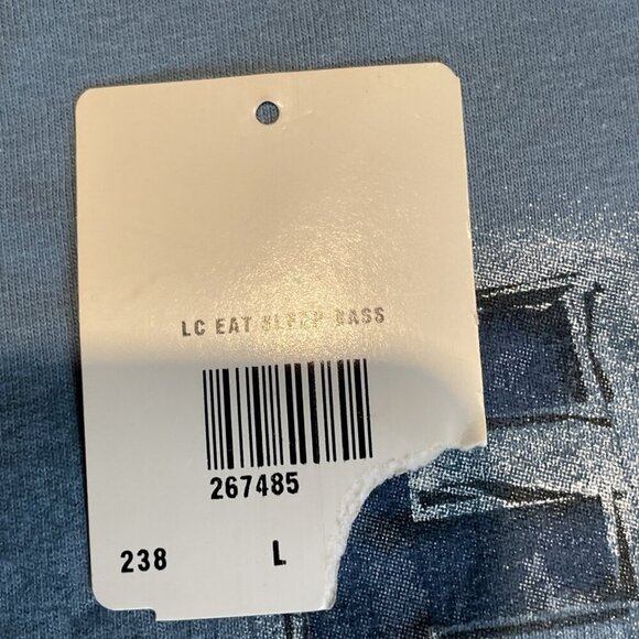 Vintage Y2K "Eat Sleep Fish" T Shirt Men's L Blue Graphic Fisherman Gorpcore - Picture 7 of 10